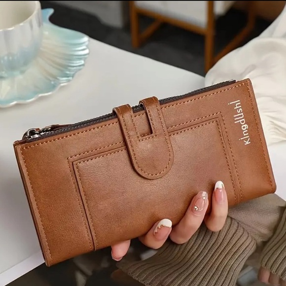 Trendy boutique Handbags - NWT! (Brown) Vintage Chic Small Clutch Wallet - Double Zipper, Solid Color.